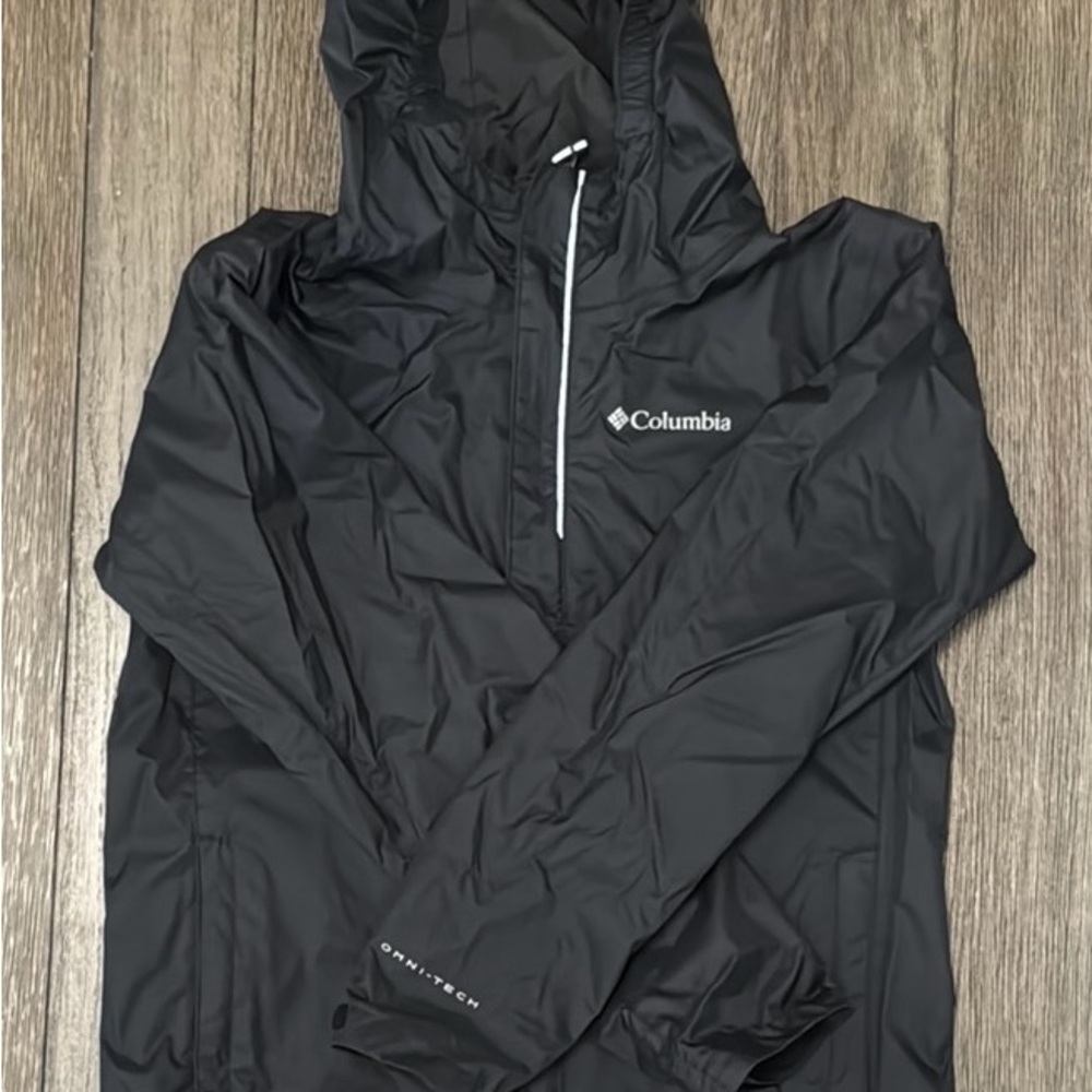 Columbia Black Technical Raincoat Waterproof Hooded